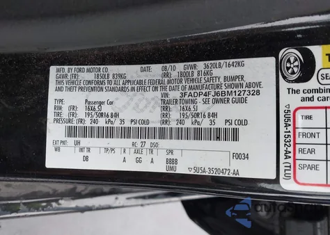 2011 Ford Fiesta Ses из США, поврежденный, VIN 3FADP4FJ6BM127328